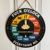 Funny Personalized Door Sign – “FUCK O’CLOCK” Custom Name Room Decor